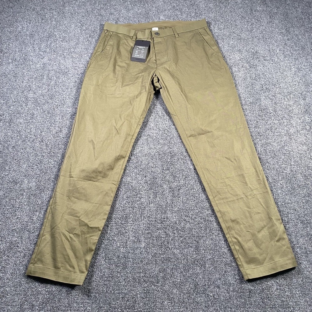 Fabletics High Side Chino Pants Mens 34x32 Slim Fit Green Performance Fabric
